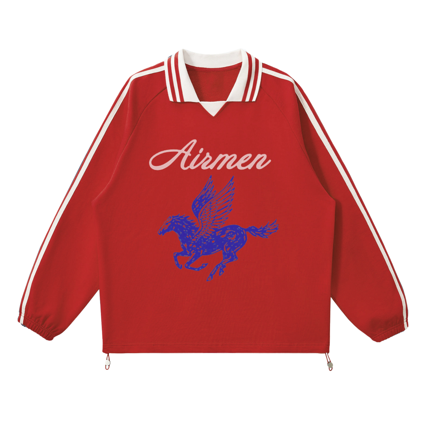 Contrast Striped Lapel Collar Sweatshirt