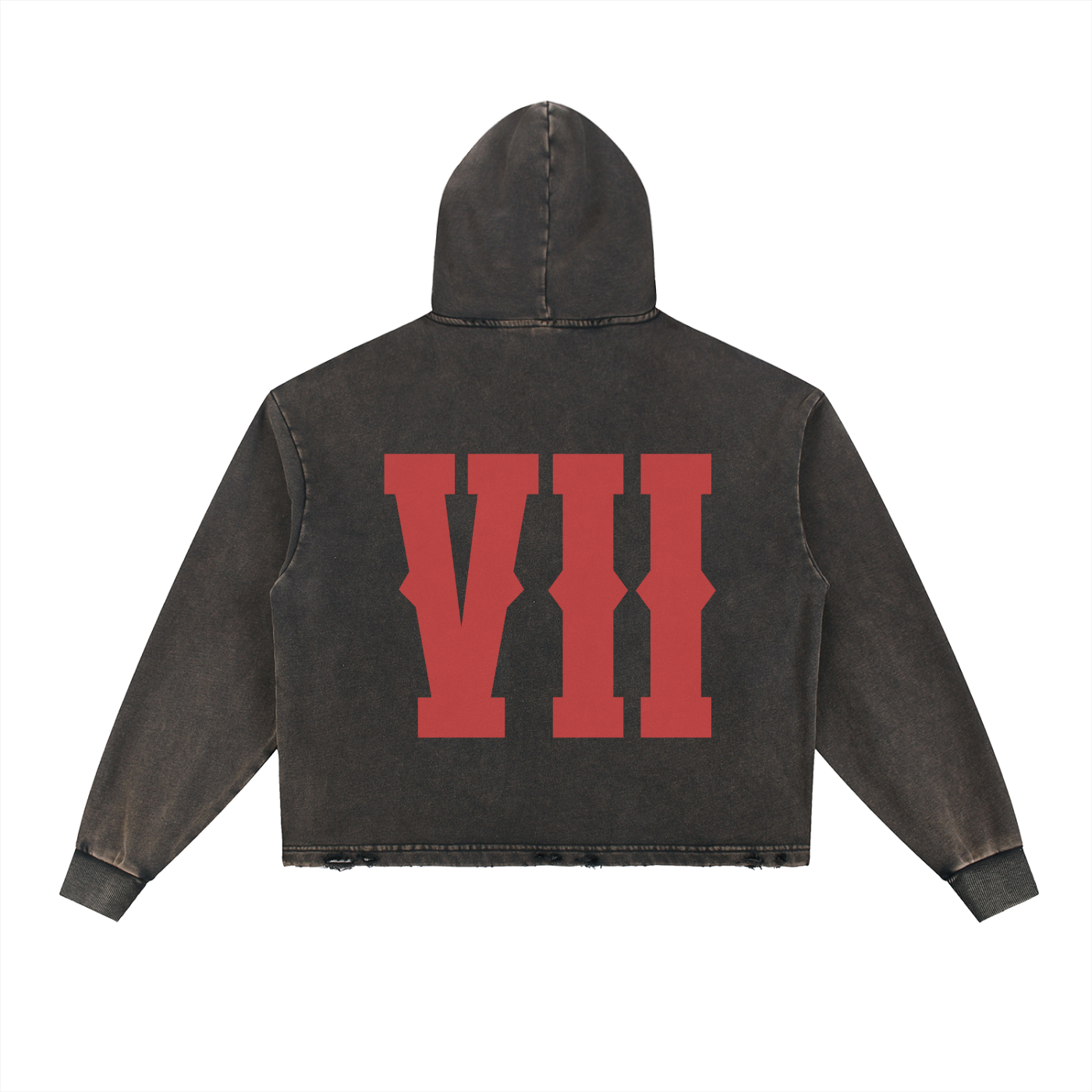 Vintage Washed Frayed-Hem Hoodie