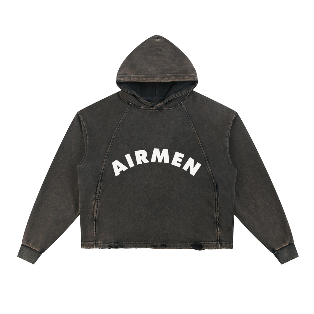 Vintage Washed Frayed-Hem Hoodie